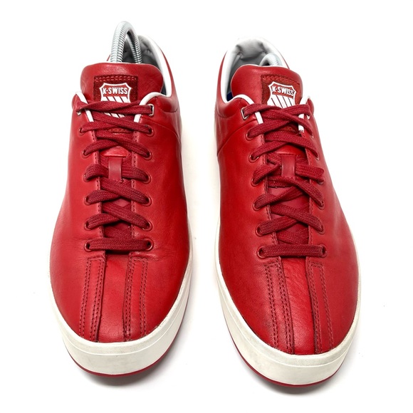 K-SWISS Leather Suede Sneakers Men's SIZE 10 Red White Casual Shoes 02874602 Low - Picture 10 of 16